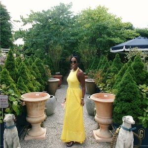 Elegant Yellow Halter Maxi Dress